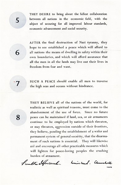 Second page of the Atlantic Charter, 1941