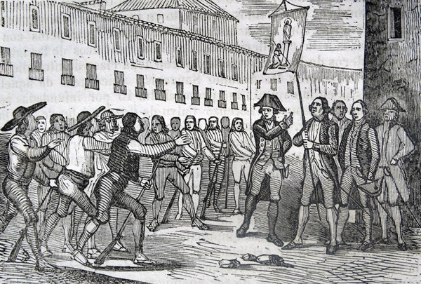Engraving depicting the Oath of Zaragoza