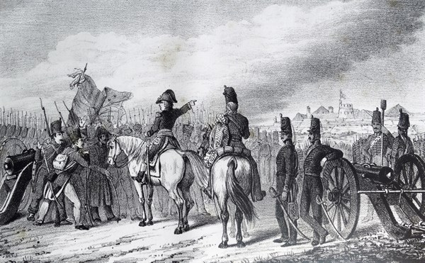 Engraving depicting the assault on Monjuich during the Peninsular War