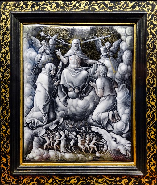 Plaque depicting 'The Last Judgement' by Pierre Reymond