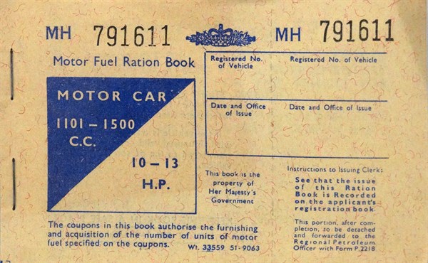 Motor fuel ration book from the Second World War