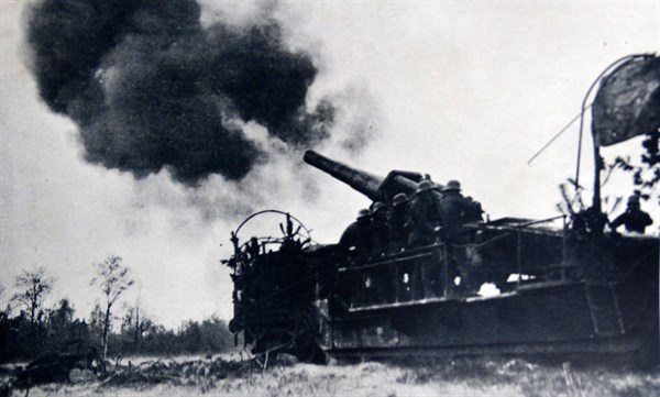 World war one: German artillery cannon in Belgium 1914