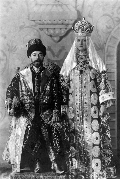 Tsar Nicholas II and empress Alexandra in coronation robes