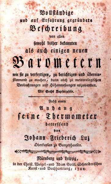Title page for Barometern by Johann Friedrich Luz