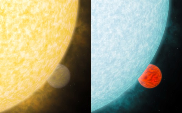 Artist concept of stars and planets in visible and infrared light