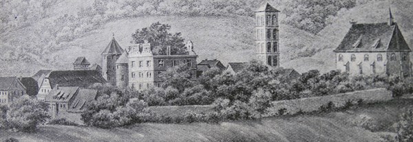 Engraving depicting Hirsau Abbey