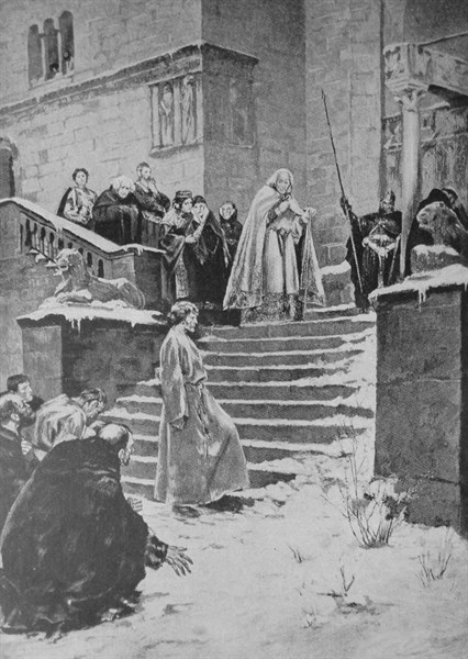 Engraving depicting King Henry IV's humiliation by the Pope