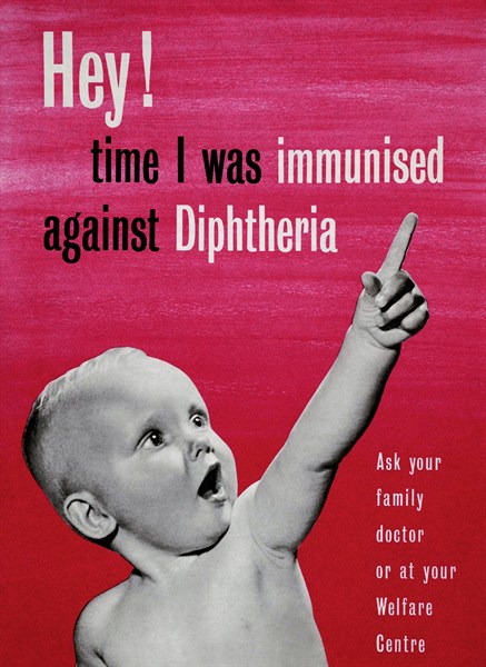 Post-war poster advertising immunisations for Diphtheria