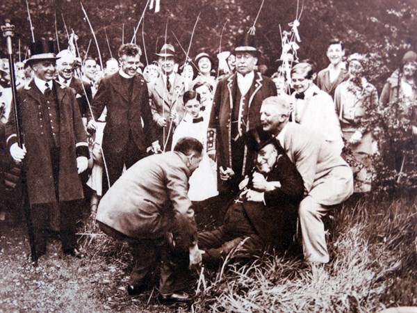 Beating the bounds is an ancient custom still observed in some English and Welsh parishes. 1935