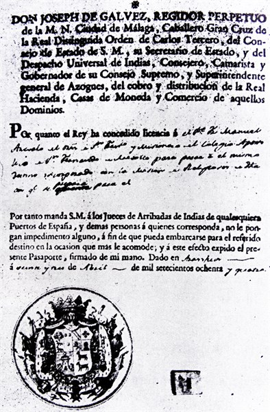 document signed by José de Gálvez y Gallardo