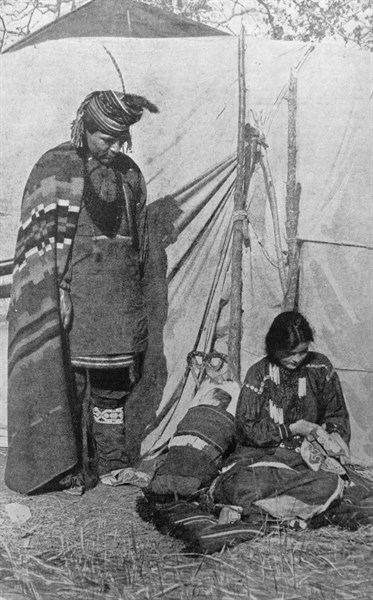 Painting depicting a Red Indian Chief and his Family