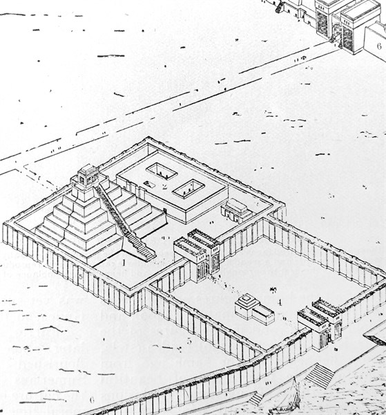 Illustration depicting a Ziggurat of Babylonia