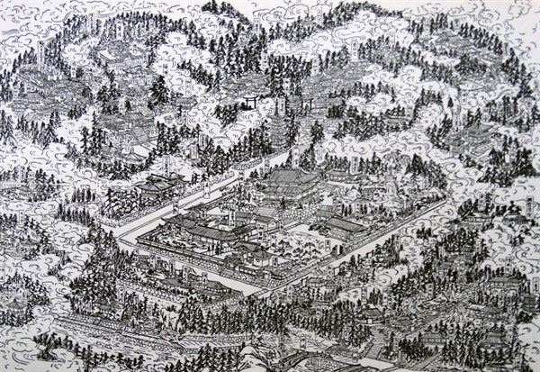Illustration of the temples of Nikk?, Tochigi