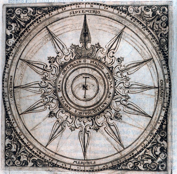 A decorative wind rose in: Philosophi ac medici.... by Fabrizio Padovani