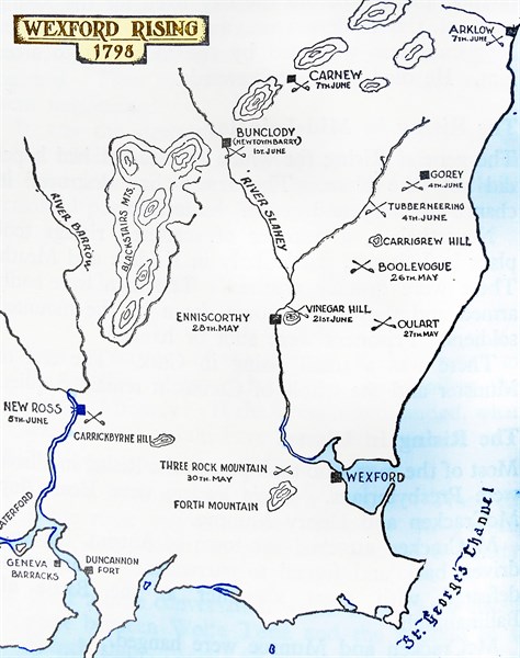 Map of the Wexford Rebellion 1798
