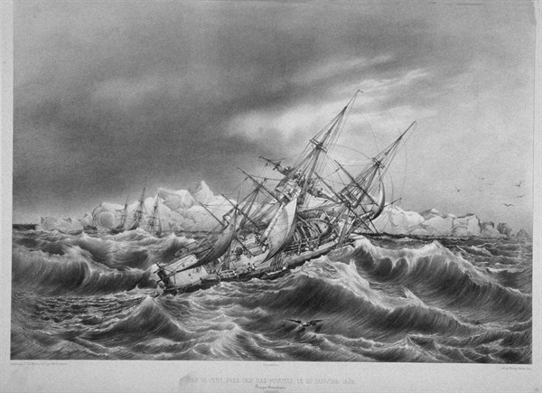Ship caught in a storm in the South Atlantic