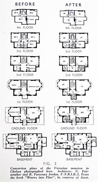 Floorplan of houses that have been converted into flats