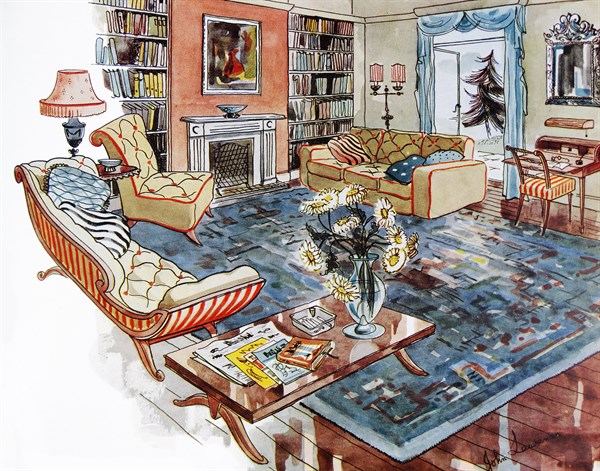 Typical interior design of a family sitting room