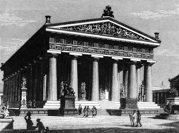 Illustration depicting the sanctuary to Poseidon in Paestum
