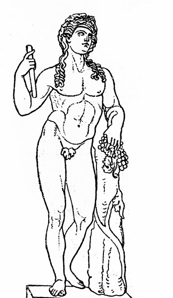Illustration of a Greek statue of Dionysus