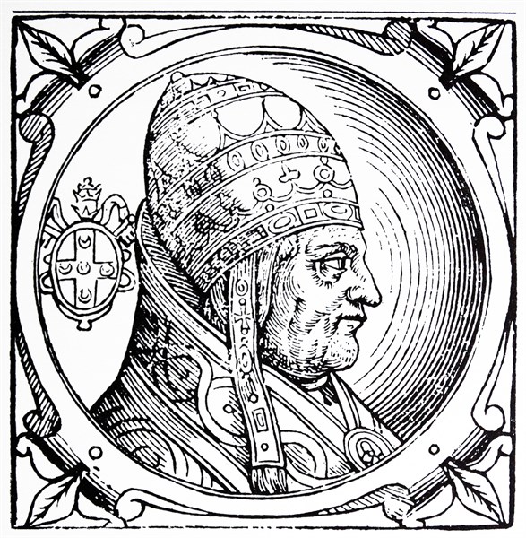 Engraving depicting Enea Silvio Bartolomeo Piccolomini