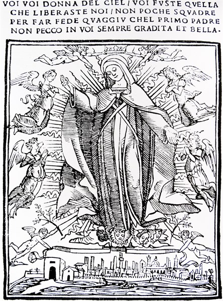 Woodcut depicting a scene from the victory of Camollia
