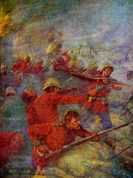 British soldiers shouting their war-cry