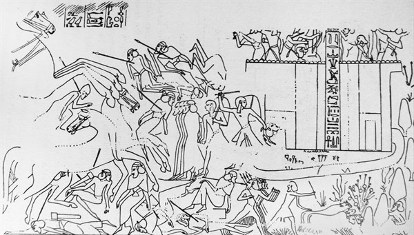 Ramesses II storming the Hittite fortress of Dapur