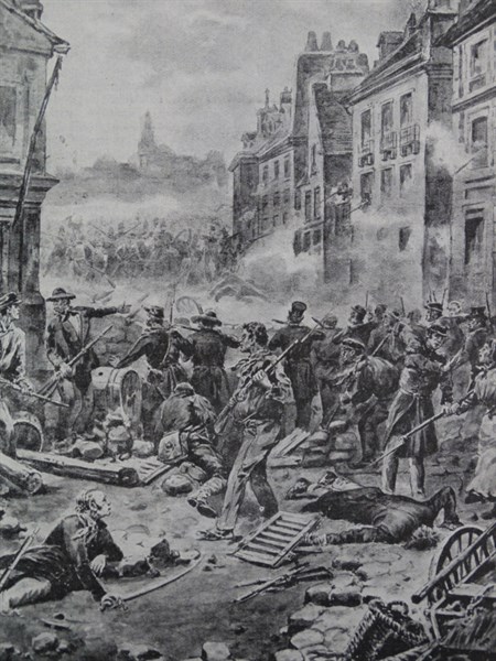 Fighting in the streets of Paris during the Revolution of February 1848