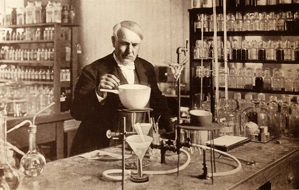 Thomas Edison in his laboratory.