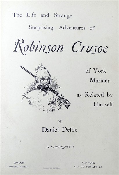 Illustration from a nineteenth century edition of 'Robinson Crusoe' a novel by Daniel Defoe.