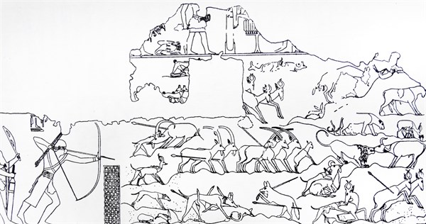 Senbi hunting. Period: Middle Kingdom. 12th Dynasty