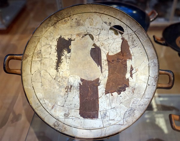 White ground pottery depicting Athena