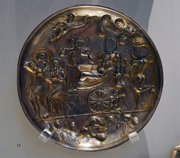 Silver plate depicting Dionysos