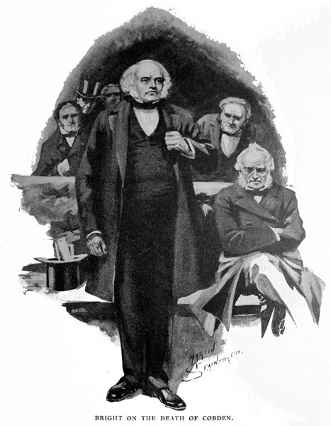 Illustration titled 'Bright on the Death of Cobden'