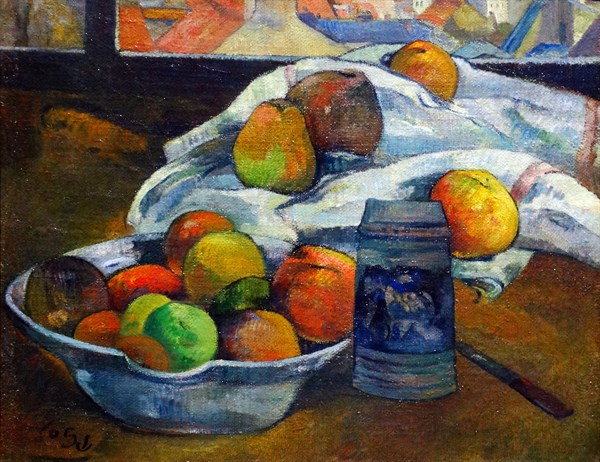 Bowl of Fruit and Tankard before a Window' by Paul Gauguin