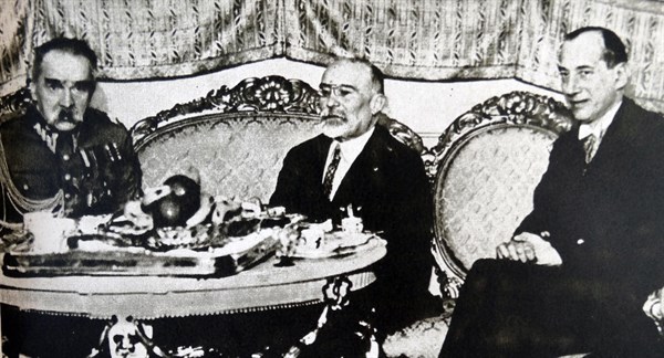 Marshall Pilsudski leader of Poland with French Foreign minister