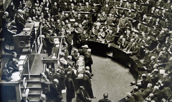 the French Chamber of Deputies in session as French Prime Minister Andre Tardieu presents his Government's programme