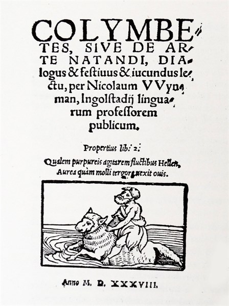 Title page of the very first book on swimming