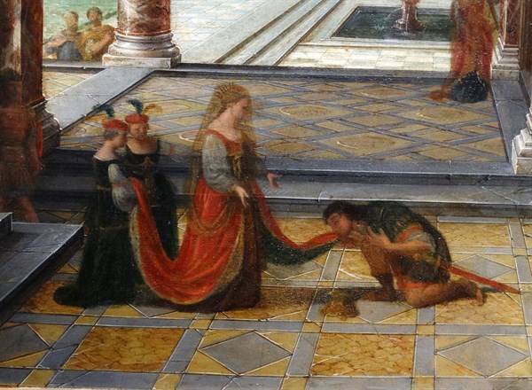 Detail from the 'The Courtyard of a Renaissance Palace' by Hendrik van Steenwijk II