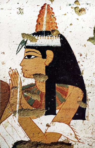 Egyptian tomb wall painting from Thebes, Luxor