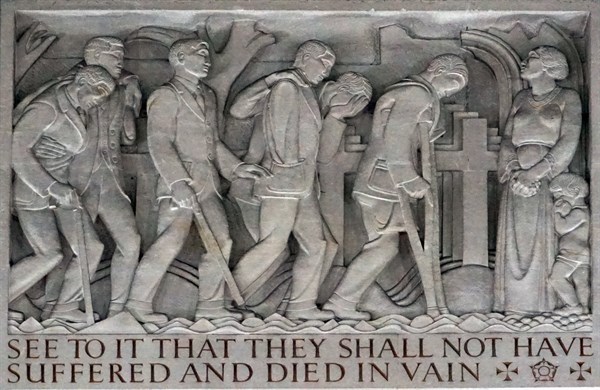 stone relief within the Hall of Memory in Centenary Square