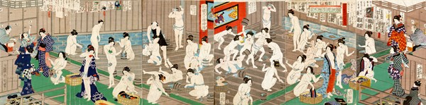 Naked bodies compared to irises in hot water, by Toyonaka