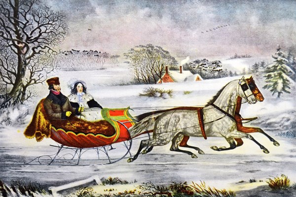 Currier & Ives Illustration. The Road, Winter