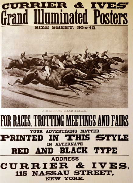 Currier & Ives Illustration. Grand Illuminated Posters for Races, Trotting Meetings and Fairs