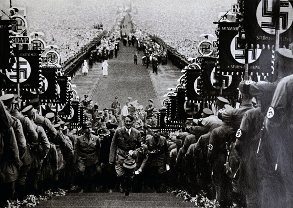 Adolf Hitler receiving the adulation of a crowd in Buckeberg 1935