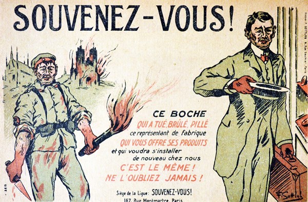 Anti German postcard produced for the French occupation