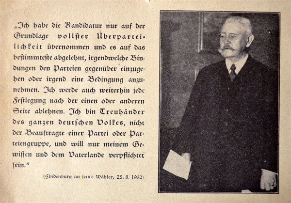 President Paul Von Hindenburg