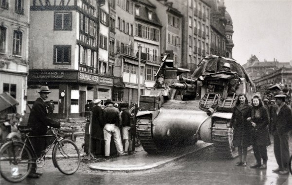celebrations in Strasbourg after liberation from German occupation in WWII