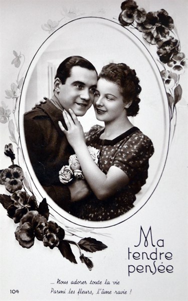 World War Two: Sentimental French postcard for civilians to send to their men at the frontline.